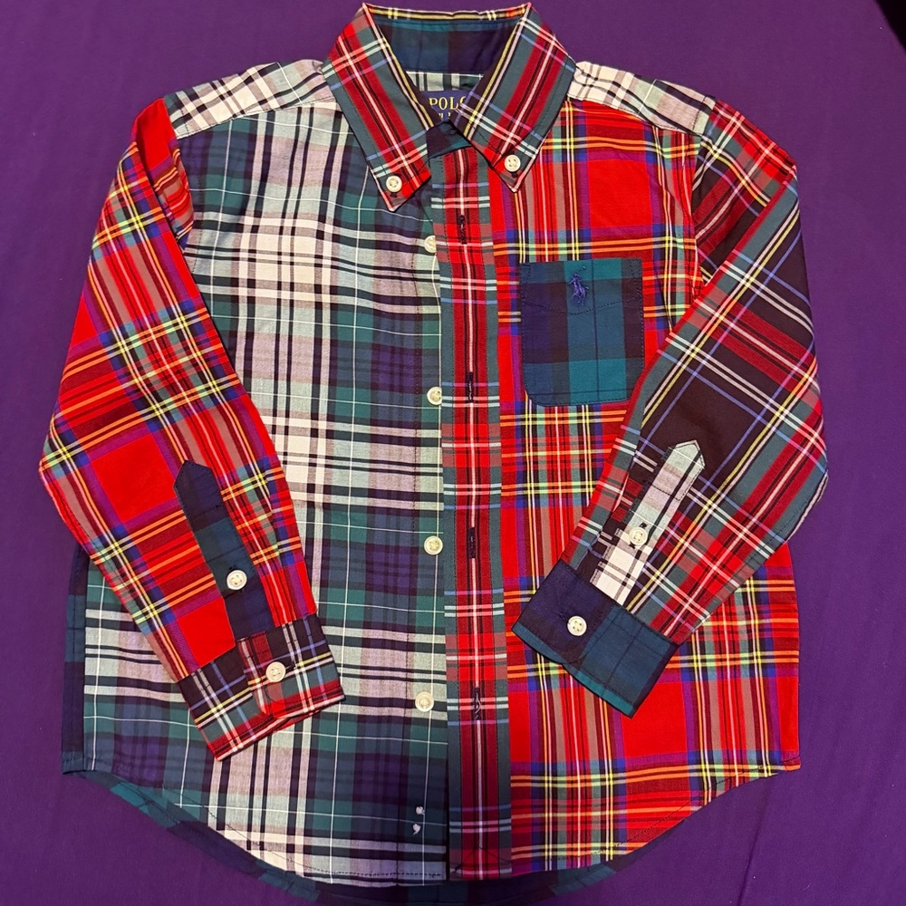 Ralph Lauren Polo Vibrant Plaid Button Down Shirt - Toddler 2T